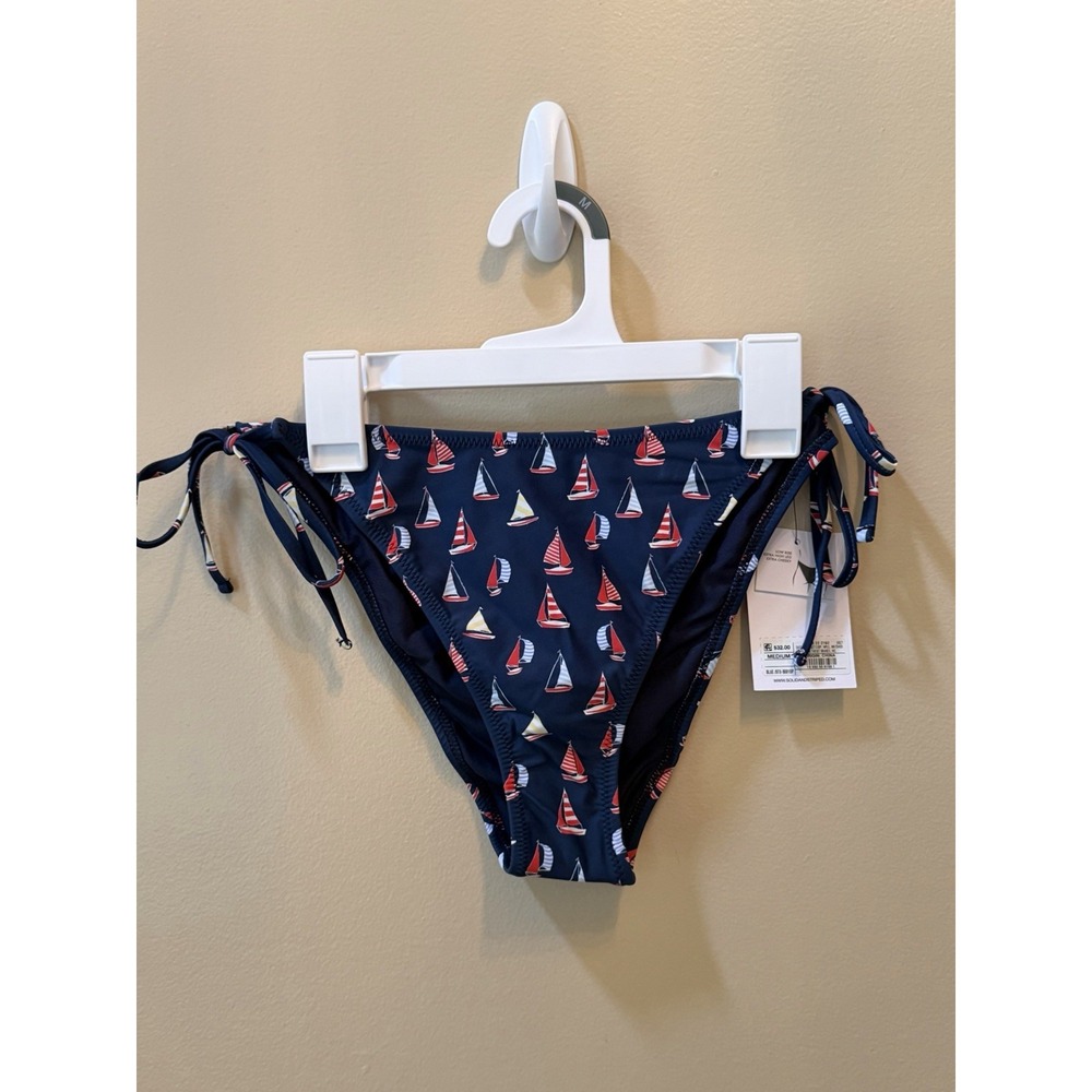 Solid & Striped ~ Women's Sailboat Side-Tie Bikini Bottom ~ Navy Blue Sz M NWT